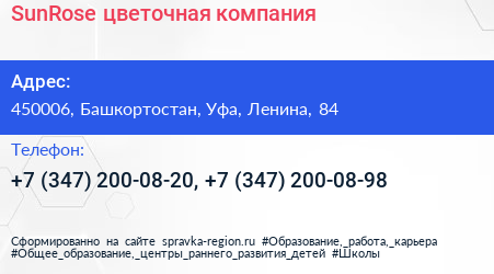 SunRose цветочная компания - визитка
