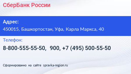 СберБанк России - визитка