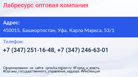 Лабресурс оптовая компания - визитка