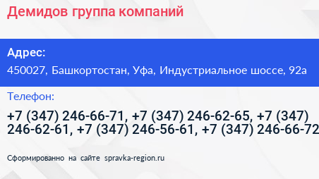 Демидов группа компаний - визитка