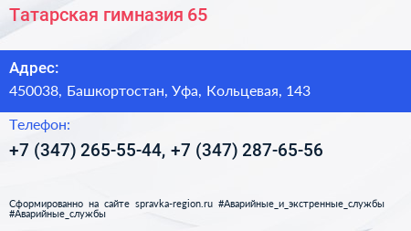 Татарская гимназия 65 - визитка