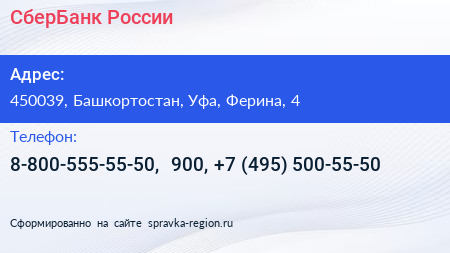 СберБанк России - визитка