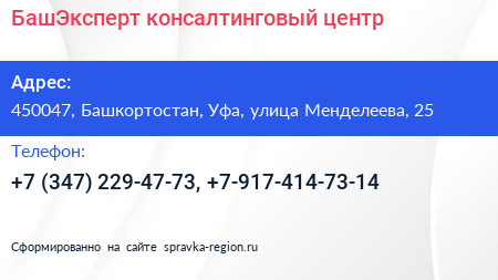 БашЭксперт консалтинговый центр - визитка