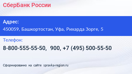 СберБанк России - визитка