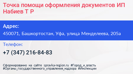 Точка помощи оформления документов ИП Набиев Т Р  - визитка