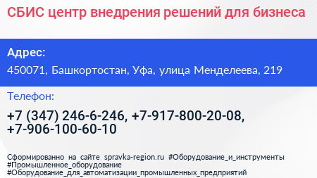 СБИС центр внедрения решений для бизнеса - визитка