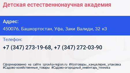 Детская естественнонаучная академия - визитка