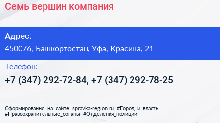 Семь вершин компания - визитка