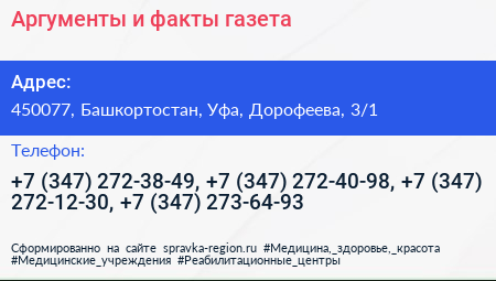 Аргументы и факты газета - визитка