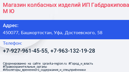 Магазин колбасных изделий ИП Габдракипова М Ю  - визитка