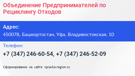 Объединение Предпринимателей по Рециклингу Отходов - визитка