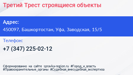 Третий Трест строящиеся объекты - визитка