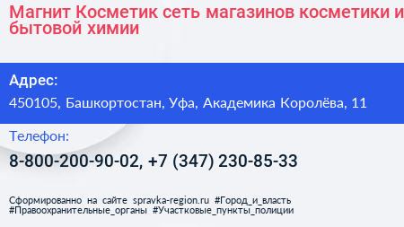 Магнит Косметик сеть магазинов косметики и бытовой химии - визитка