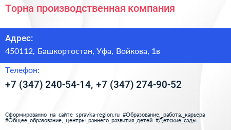 Торна производственная компания - визитка