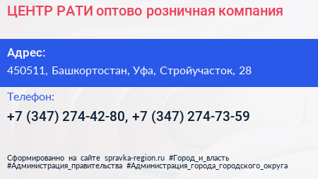 ЦЕНТР РАТИ оптово розничная компания - визитка