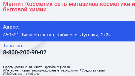 Магнит Косметик сеть магазинов косметики и бытовой химии - визитка