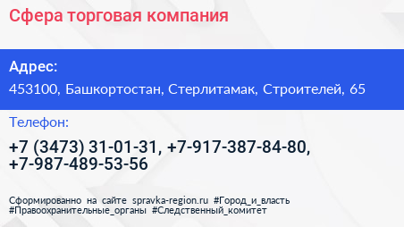 Сфера торговая компания - визитка