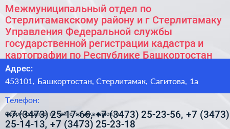 Межмуниципальный отдел по Стерлитамакскому району и г Стерлитамаку Управления Федеральной службы государственной регистрации кадастра и картографии по Республике Башкортостан - визитка