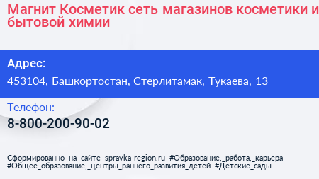 Магнит Косметик сеть магазинов косметики и бытовой химии - визитка
