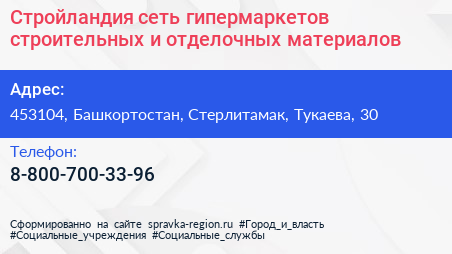 Стройландия сеть гипермаркетов строительных и отделочных материалов - визитка