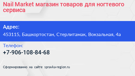 Nail Market магазин товаров для ногтевого сервиса - визитка