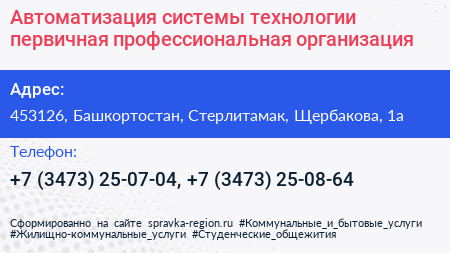 Автоматизация системы технологии первичная профессиональная организация - визитка