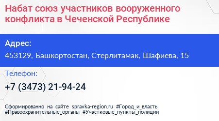 Набат союз участников вооруженного конфликта в Чеченской Республике - визитка