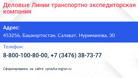 Деловые Линии транспортно экспедиторская компания - визитка