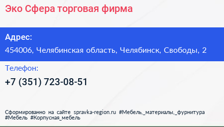 Эко Сфера торговая фирма - визитка