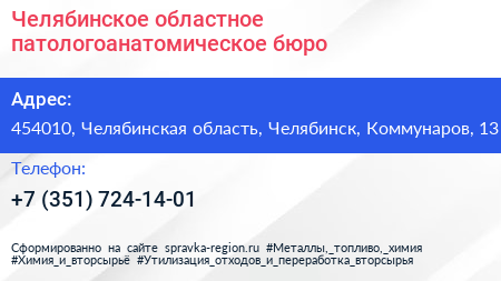 Челябинское областное патологоанатомическое бюро - визитка