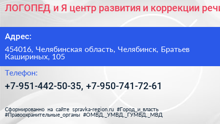 ЛОГОПЕД и Я центр развития и коррекции речи - визитка