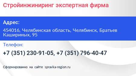 Стройинжиниринг экспертная фирма - визитка