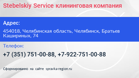 Stebelskiy Service клининговая компания - визитка