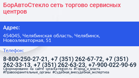 БорАвтоСтекло сеть торгово сервисных центров - визитка