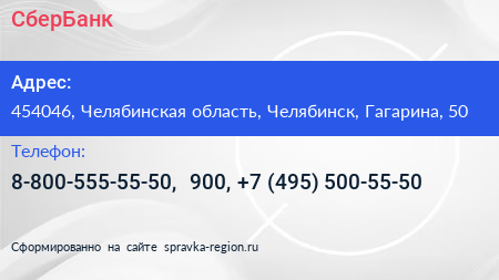 СберБанк - визитка