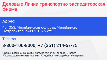 Деловые Линии транспортно экспедиторская фирма - визитка