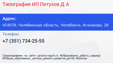 Типография ИП Петухов Д А  - визитка