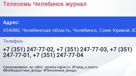 Телесемь Челябинск журнал - визитка
