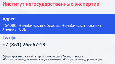 Институт негосударственных экспертиз - визитка