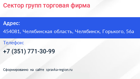 Сектор групп торговая фирма - визитка