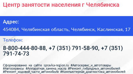Центр занятости населения г Челябинска - визитка