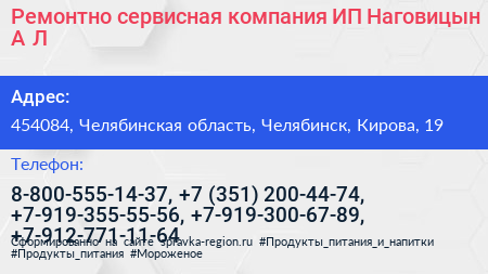 Ремонтно сервисная компания ИП Наговицын А Л  - визитка