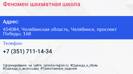 Феномен шахматная школа - визитка
