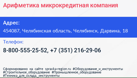 Арифметика микрокредитная компания - визитка
