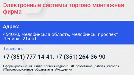 Электронные системы торгово монтажная фирма - визитка