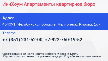 ИннХоум Апартаменты квартирное бюро - визитка