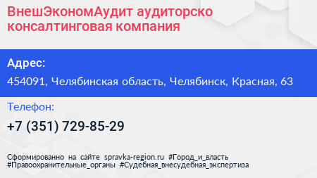 ВнешЭкономАудит аудиторско консалтинговая компания - визитка