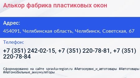 Алькор фабрика пластиковых окон - визитка
