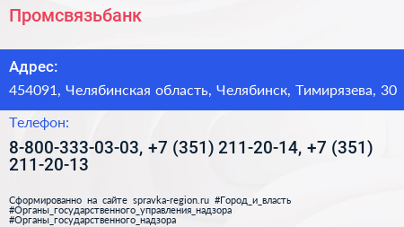 Промсвязьбанк - визитка