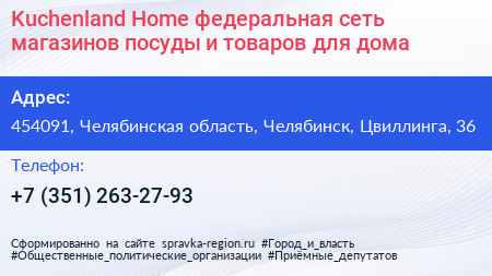 Kuchenland Home федеральная сеть магазинов посуды и товаров для дома - визитка